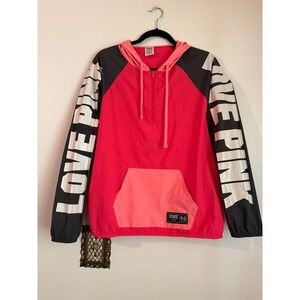 Victoria's Secret PINK Anorak Oversized Windbreaker Jacket Pink XS Quarter Zip